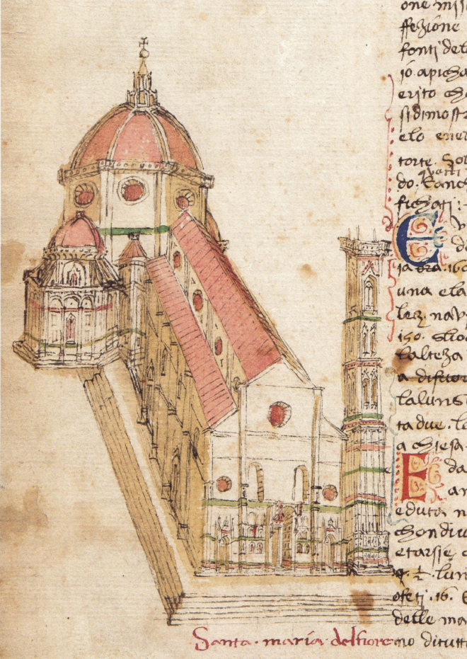 a codex architectural drawing of the duomo in florence